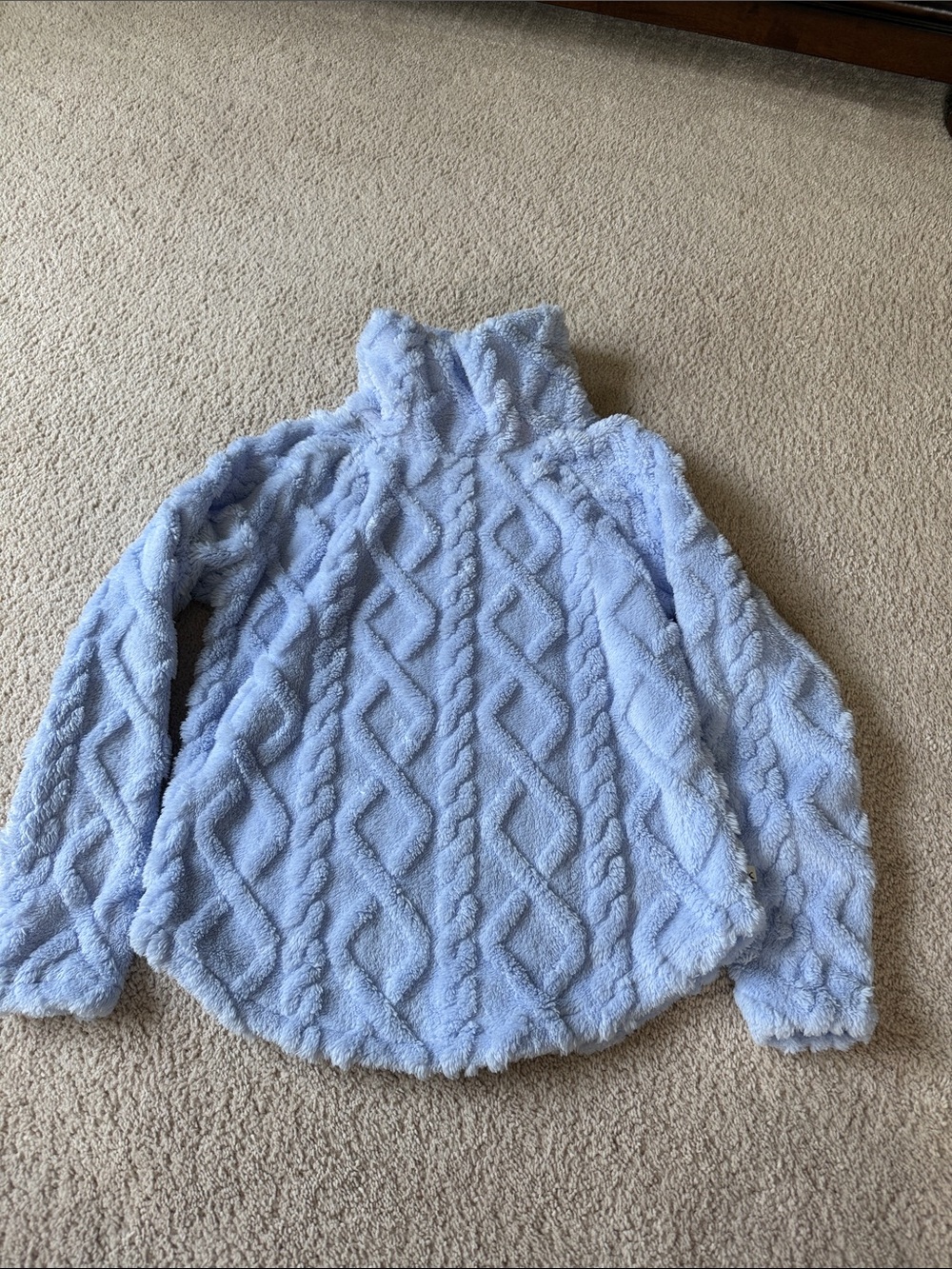 Eddie Bauer Light Blue Plush Cable-Knit Pullover